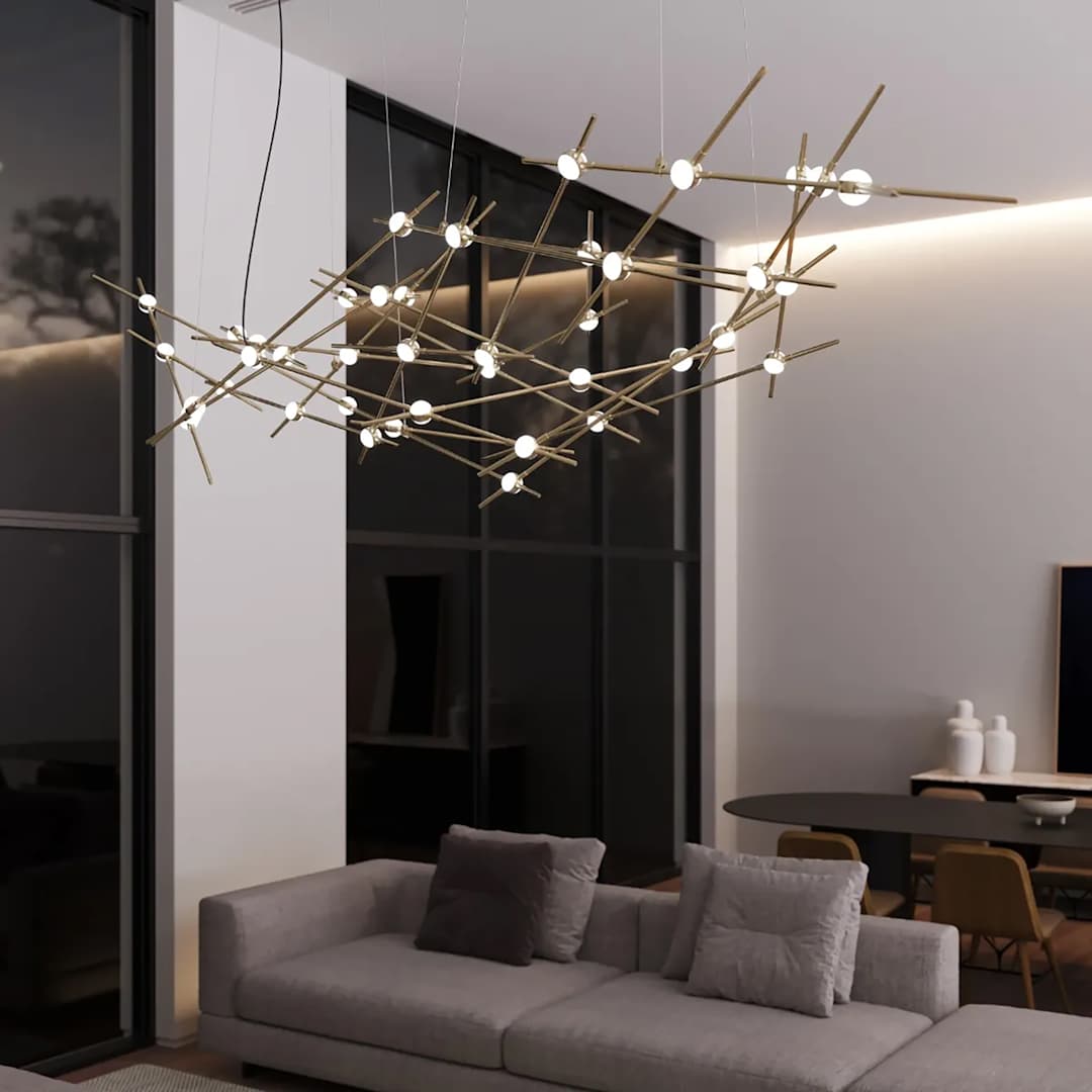 Constellation Ursa Major 44 Light 93" Wide LED Abstract Chandelier with Clear Acrylic Shades