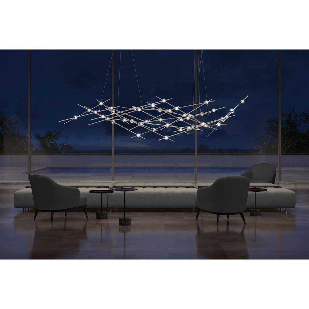Constellation Ursa Major 44 Light 93" Wide LED Abstract Chandelier with White Acrylic Shades
