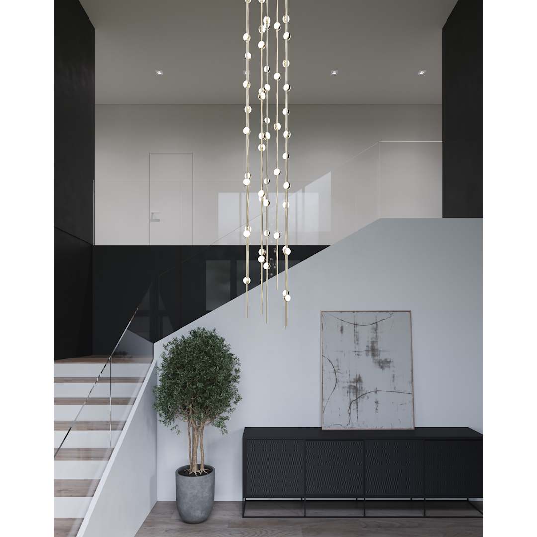 Constellation Andromeda 55 Light 12" Wide LED Abstract Multi Light Pendant with White Acrylic Shades
