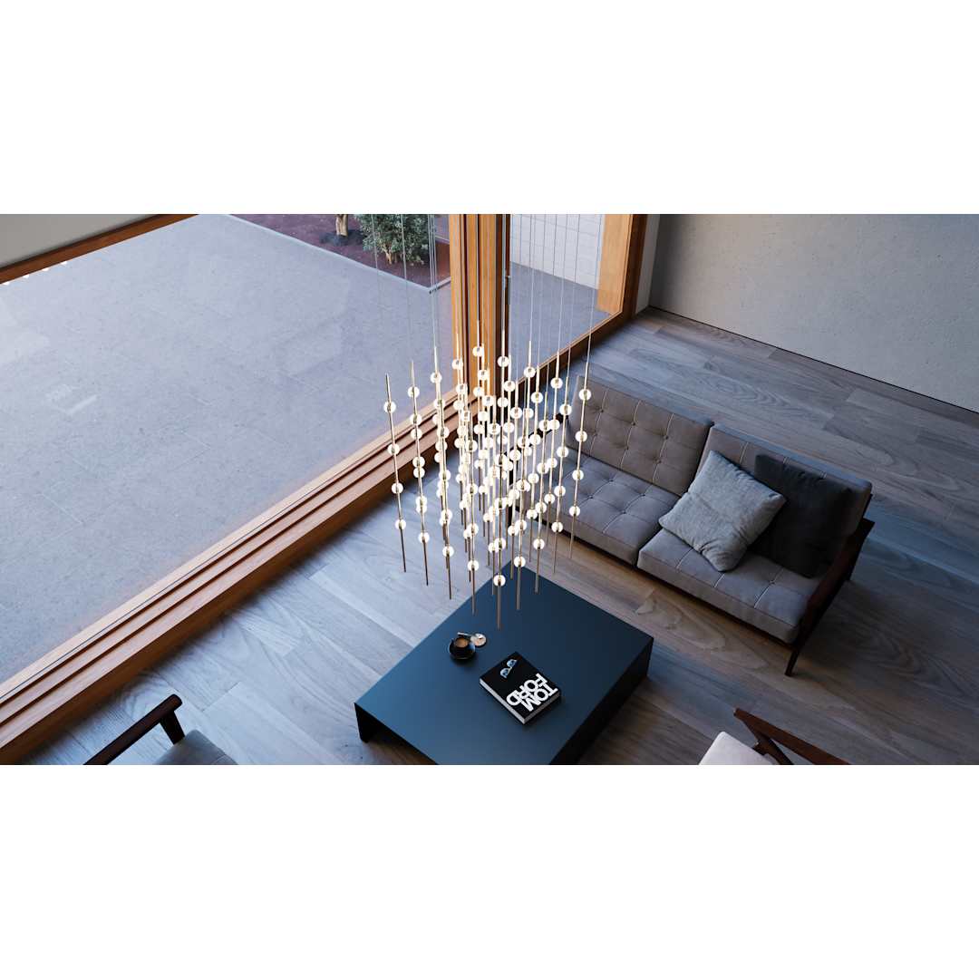 Constellation Cosmic Cube 100 Light 21" Wide LED Abstract Multi Light Pendant with White Acrylic Shades