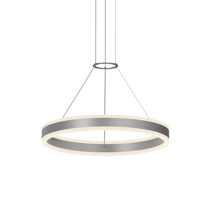 Double Corona 24" Wide Integrated LED Ring Chandelier with Acrylic Shades