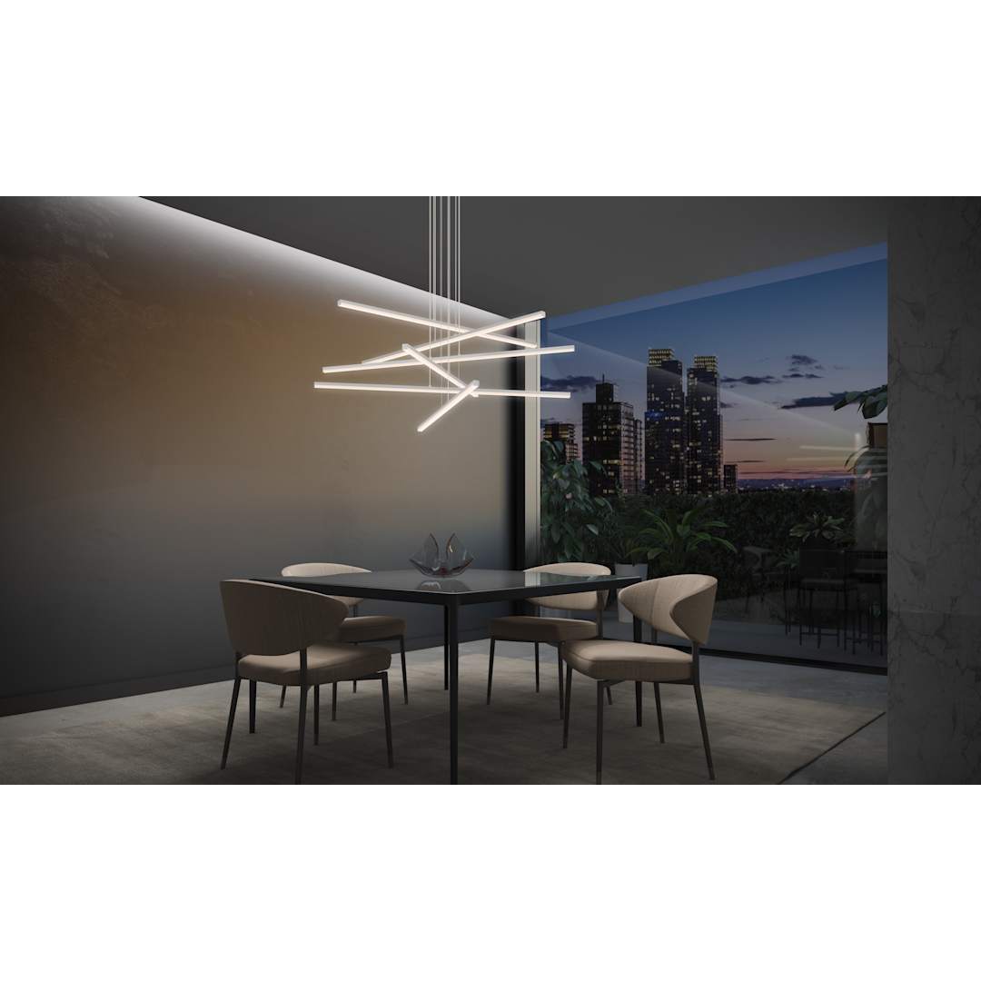 Stix 40" Wide 6 Arm LED Chandelier