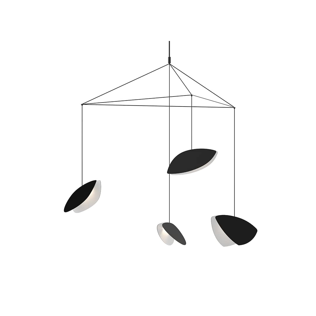 Papillons 4 Light 54" Wide LED Suspension Multi Light Pendant with Black Shades