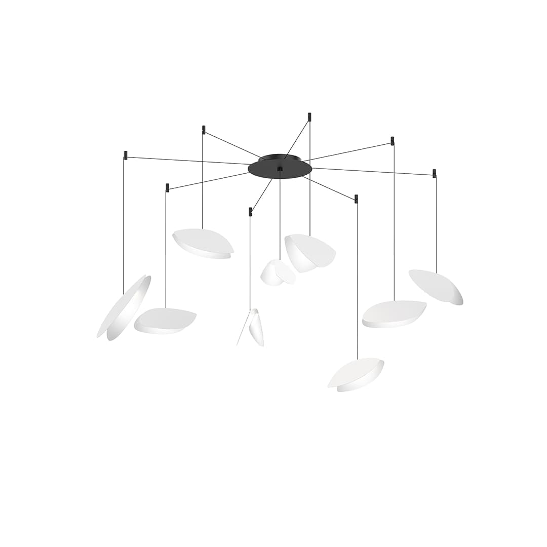 Papillons 9 Light 24" Wide LED Suspension Multi Light Pendant with White Shades