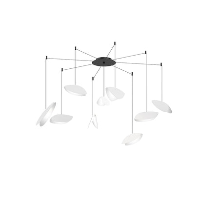 Papillons 9 Light 24" Wide LED Suspension Multi Light Pendant with White Shades