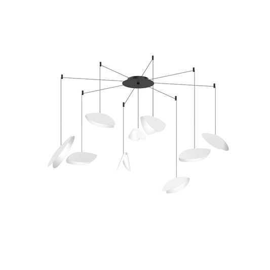 Papillons 9 Light 24" Wide LED Suspension Multi Light Pendant with White Shades