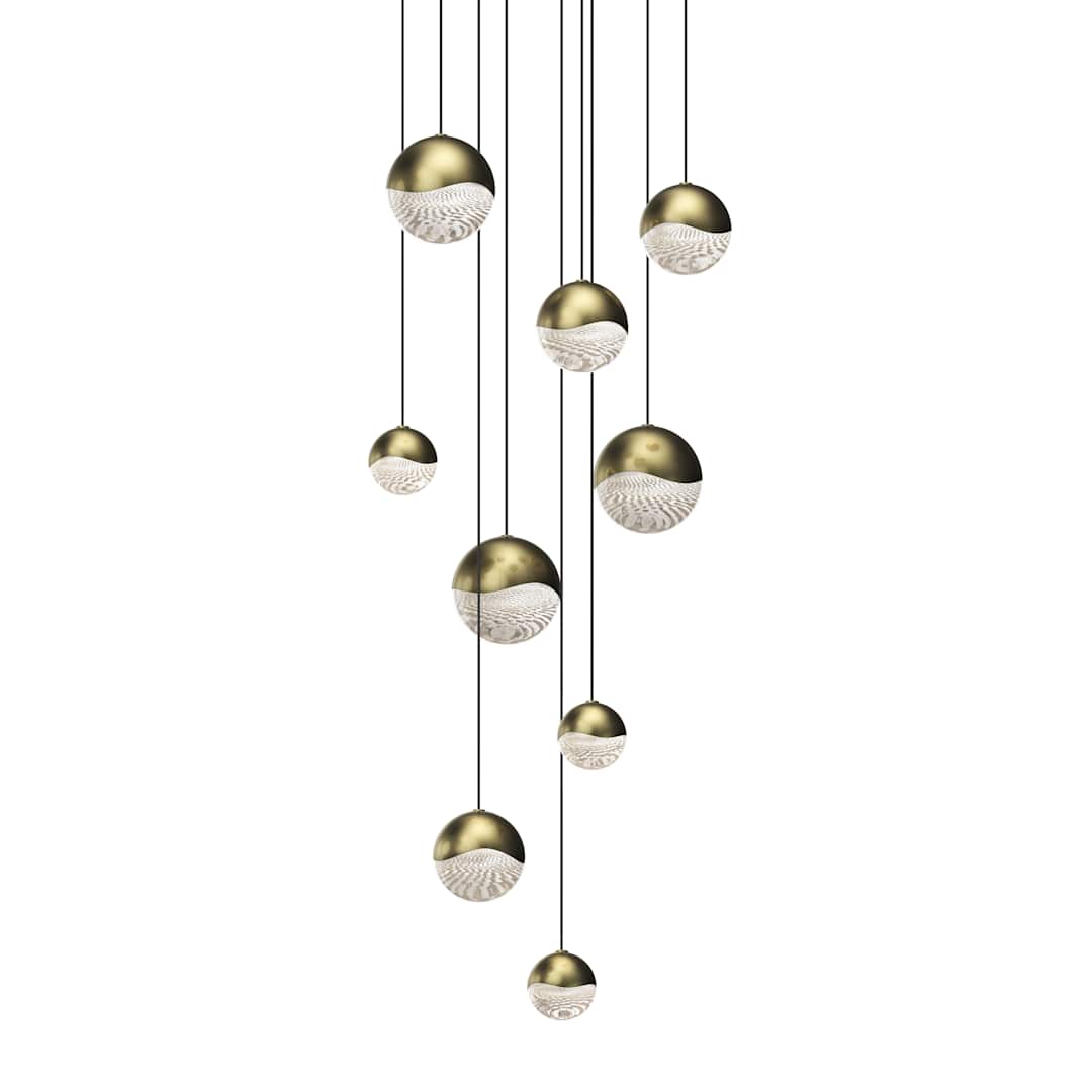Grapes 9 Light 14" Wide LED Suspension Multi Light Pendant