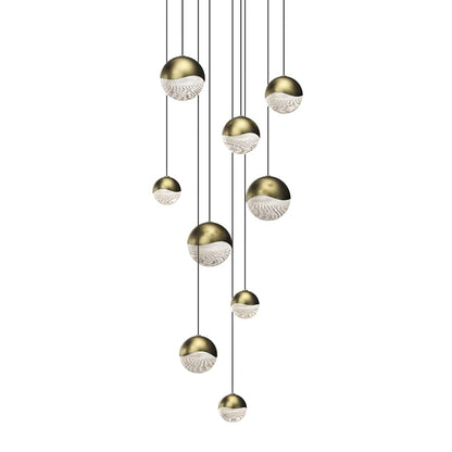 Grapes 9 Light 14" Wide LED Suspension Multi Light Pendant