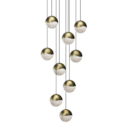 Grapes 9 Light 14" Wide LED Suspension Multi Light Pendant