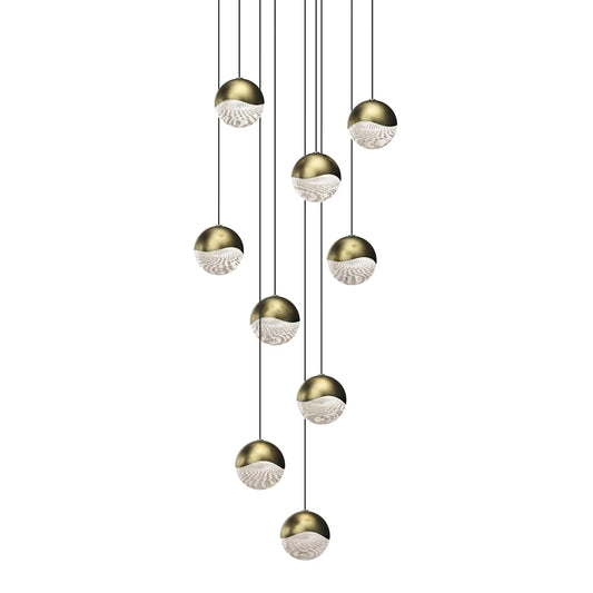 Grapes 9 Light 14" Wide LED Suspension Multi Light Pendant