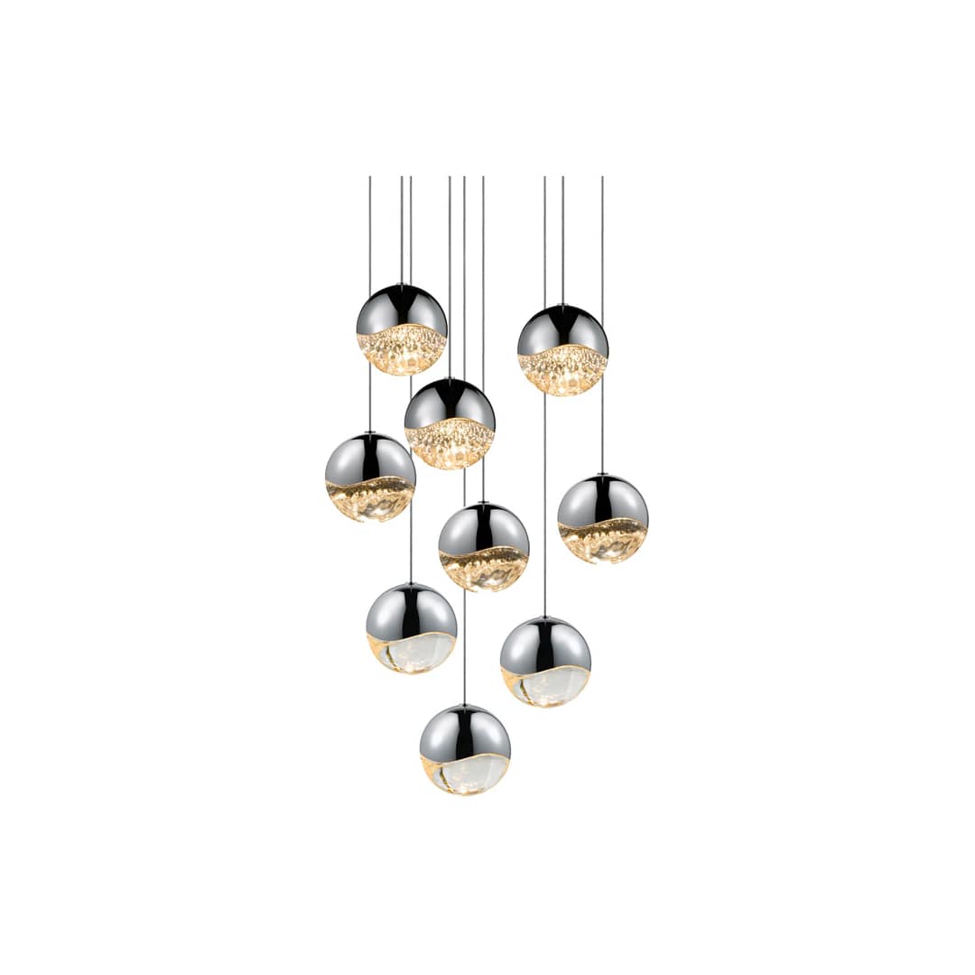 Grapes 9 Light 14" Wide LED Suspension Multi Light Pendant