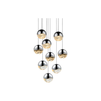 Grapes 9 Light 14" Wide LED Suspension Multi Light Pendant