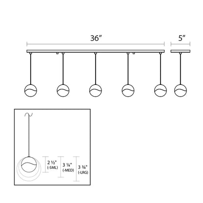 Grapes 5 Light 37" Wide LED Suspension Linear Pendant