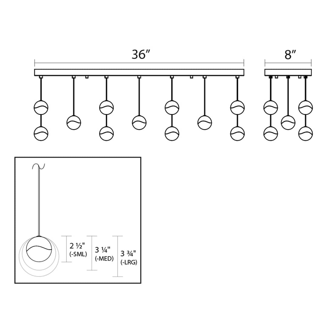 Grapes 11 Light 38" Wide LED Suspension Linear Pendant