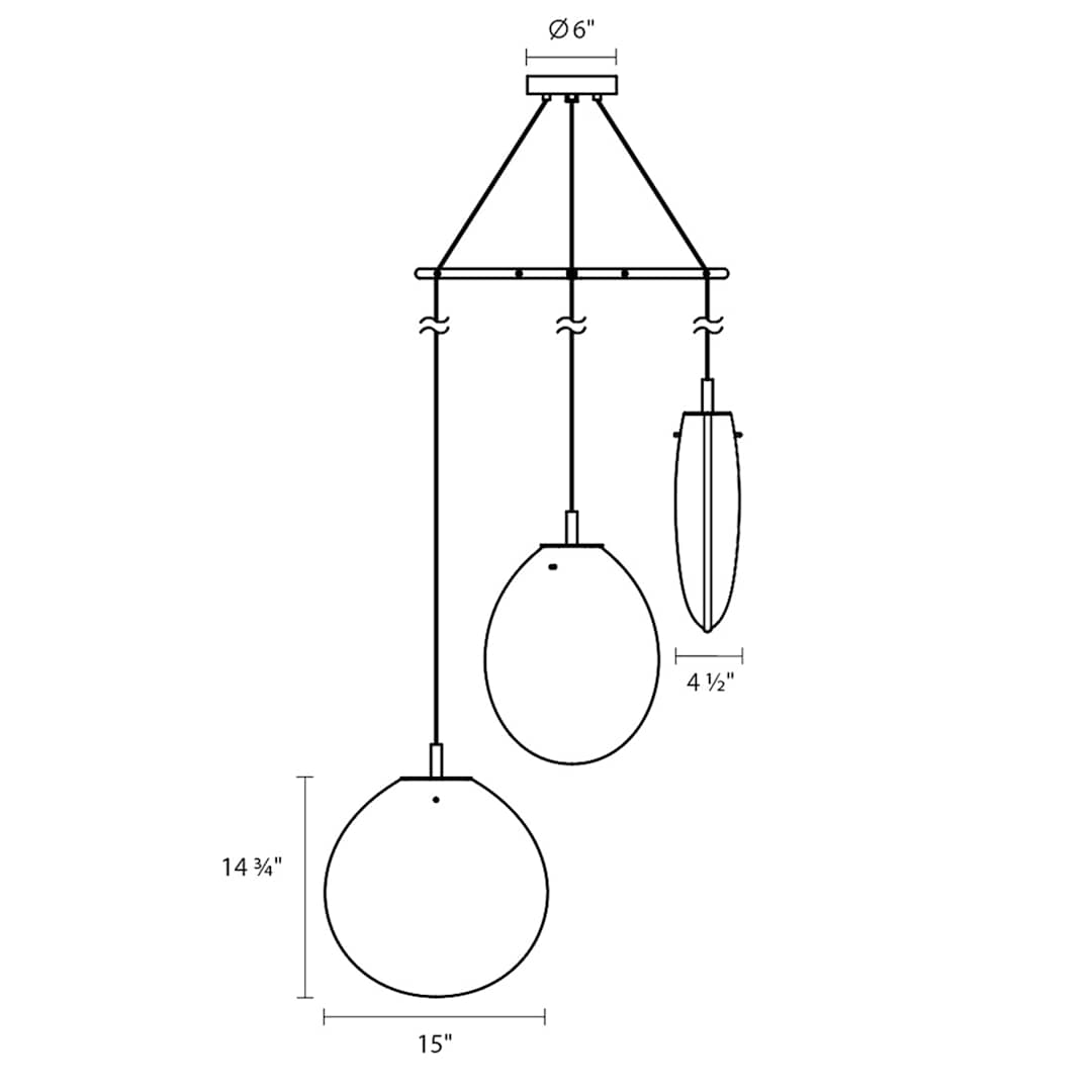 Cantina 3 Light 36" Wide Full Sized Pendant