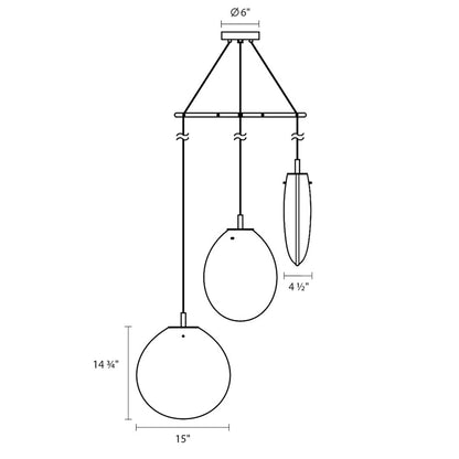 Cantina 3 Light 36" Wide Full Sized Pendant