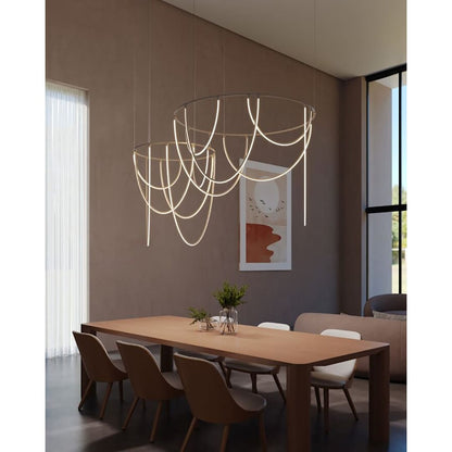 Suspenders 82" Wide LED Offset Ring Chandelier