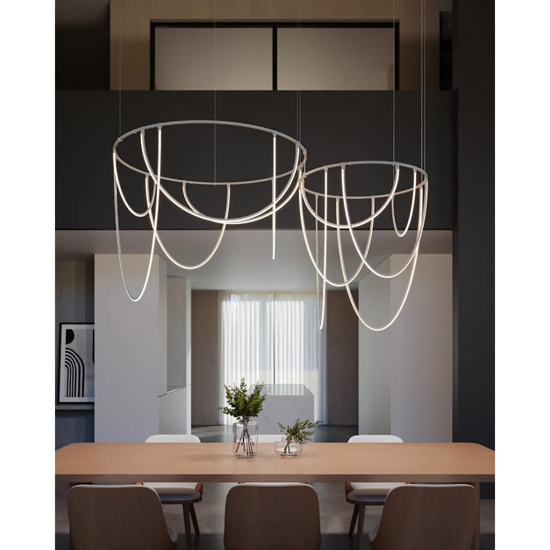 Suspenders 82" Wide LED Offset Ring Chandelier