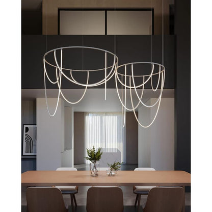 Suspenders 82" Wide LED Offset Ring Chandelier