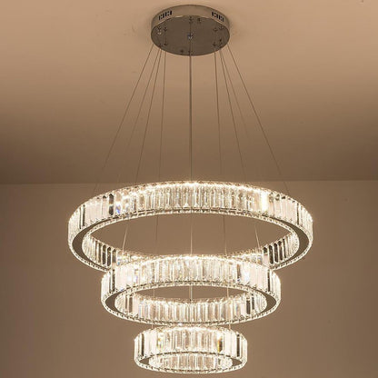 Chrome Crystal 3-Tier Pendant Light Modern Chandelier