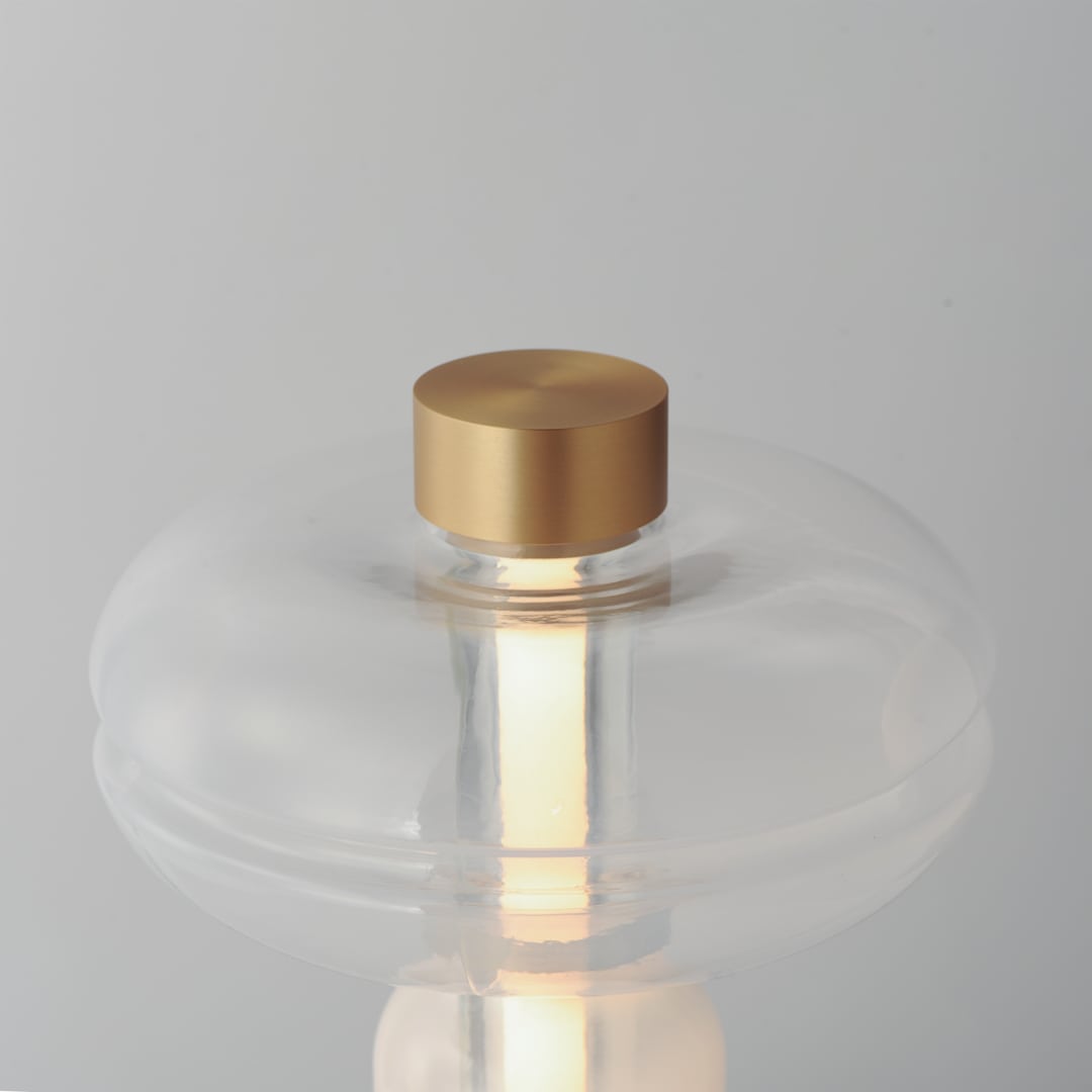 Gusto 28" Tall LED Column Table Lamp with Hand-Blown Glass Shades