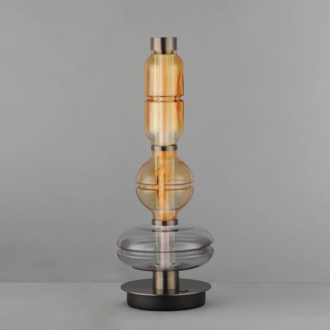 Gusto 28" Tall LED Column Table Lamp with Hand-Blown Glass Shades