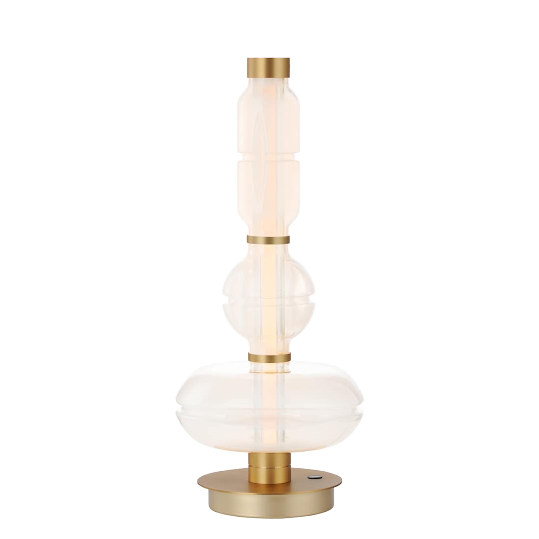 Gusto 28" Tall LED Column Table Lamp with Hand-Blown Glass Shades