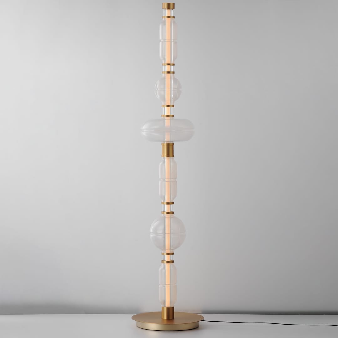 Gusto 70" Tall LED Column Floor Lamp with Hand-Blown Glass Shades
