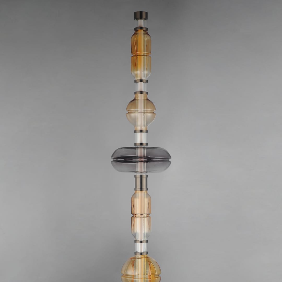 Gusto 70" Tall LED Column Floor Lamp with Hand-Blown Glass Shades