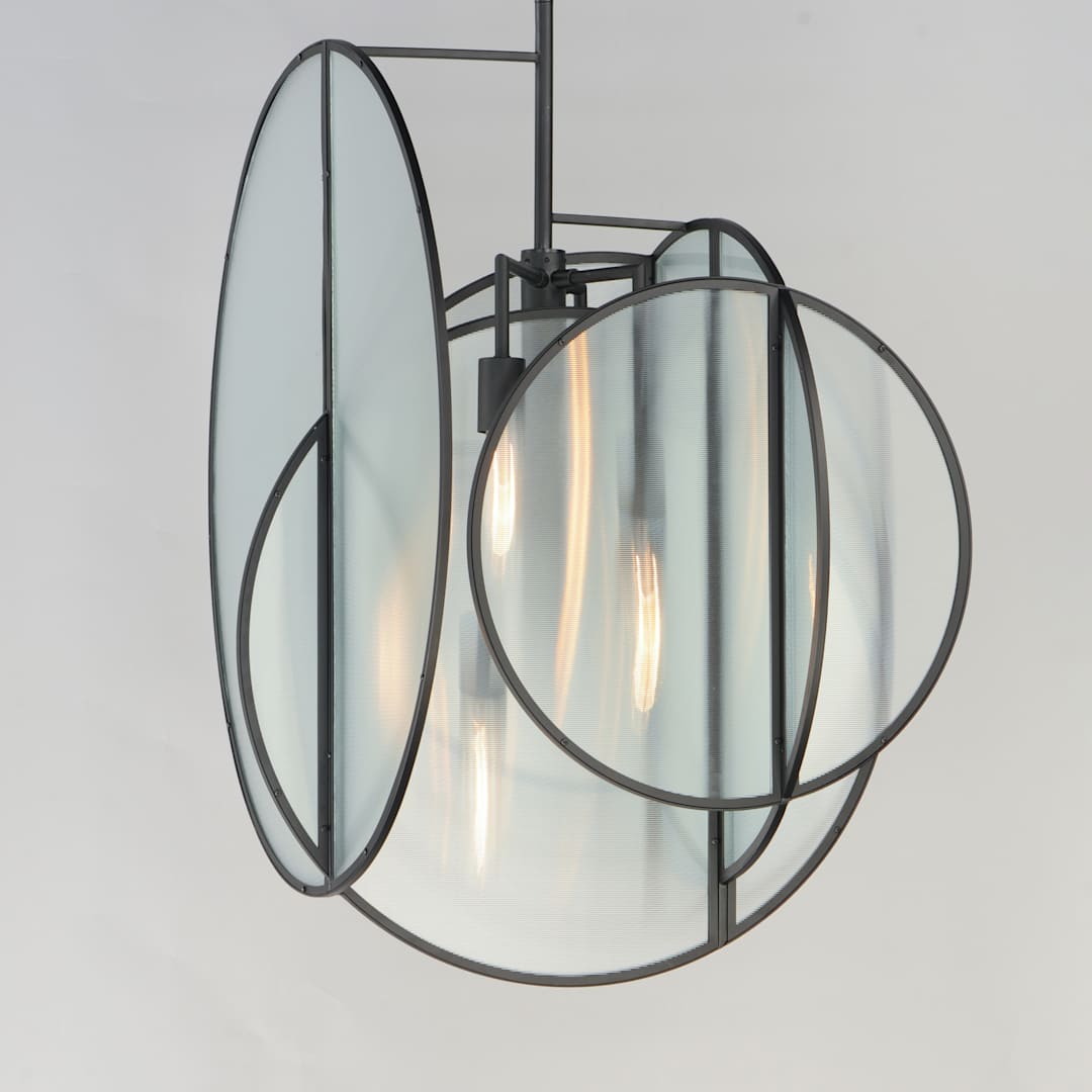 Crux 5 Light 29" Wide LED Abstract Pendant with Clear, Ribbed Glass Shades