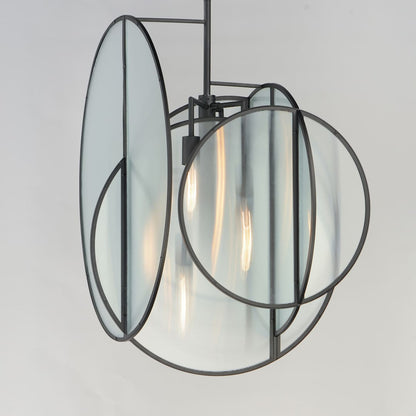 Crux 5 Light 29" Wide LED Abstract Pendant with Clear, Ribbed Glass Shades