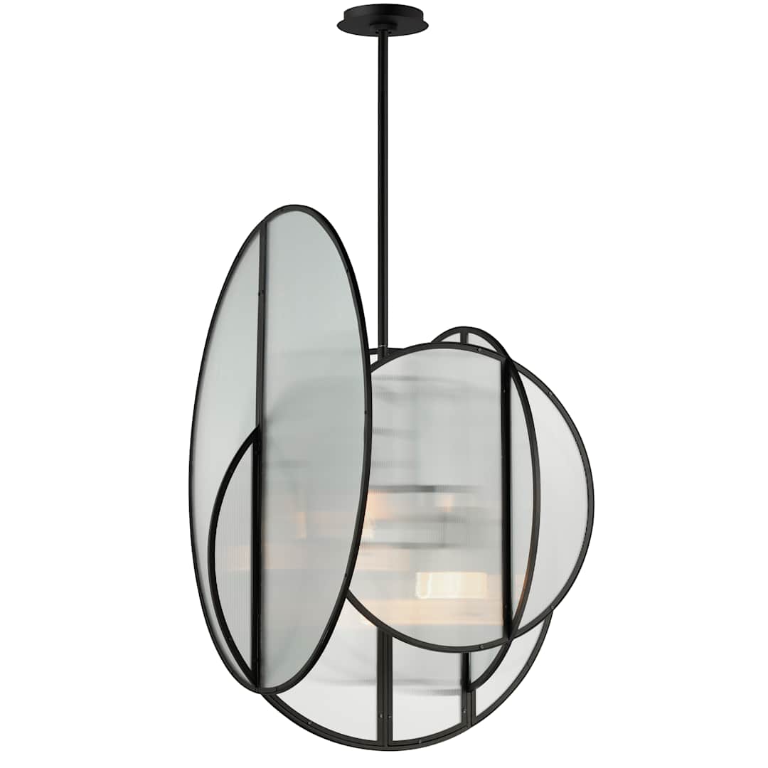 Crux 5 Light 29" Wide LED Abstract Pendant with Clear, Ribbed Glass Shades