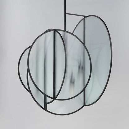Crux 5 Light 29" Wide LED Abstract Pendant with Clear, Ribbed Glass Shades