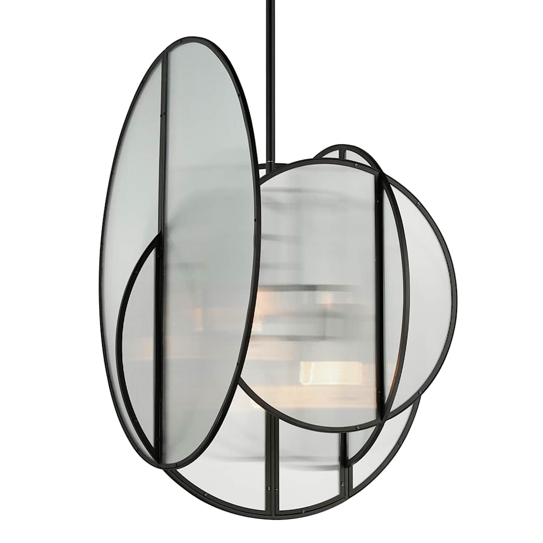 Crux 5 Light 29" Wide LED Abstract Pendant with Clear, Ribbed Glass Shades