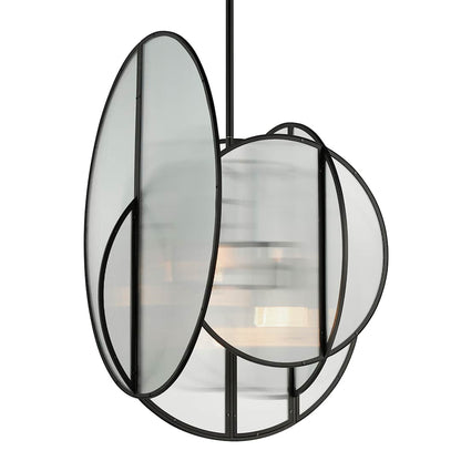 Crux 5 Light 29" Wide LED Abstract Pendant with Clear, Ribbed Glass Shades