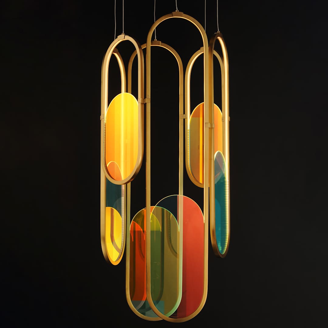 Trance 18" Wide LED Multi Light Pendant with Dichroic Glass Shades