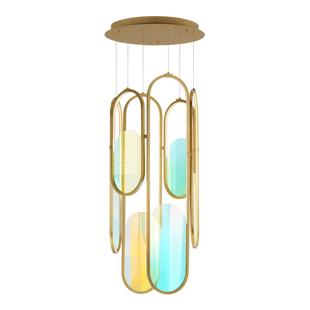 Trance 18" Wide LED Multi Light Pendant with Dichroic Glass Shades