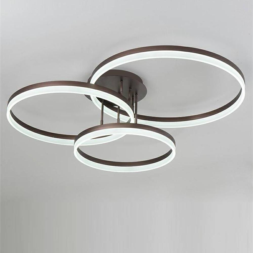 Metal Acrylic Ringed Large Flush Mount Ceiling Light with 3 Adjustable LED Lights