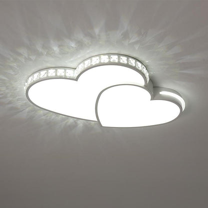 Two Heart Shaped Flush Mount Ceiling Light Dimmable Lamp 1 Bulb