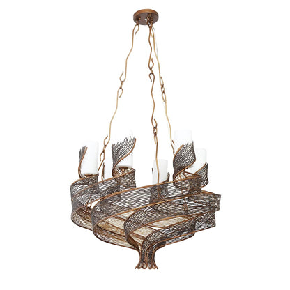 Flow 6 Light 29" Hand Forged Recycled Steel Chandelier