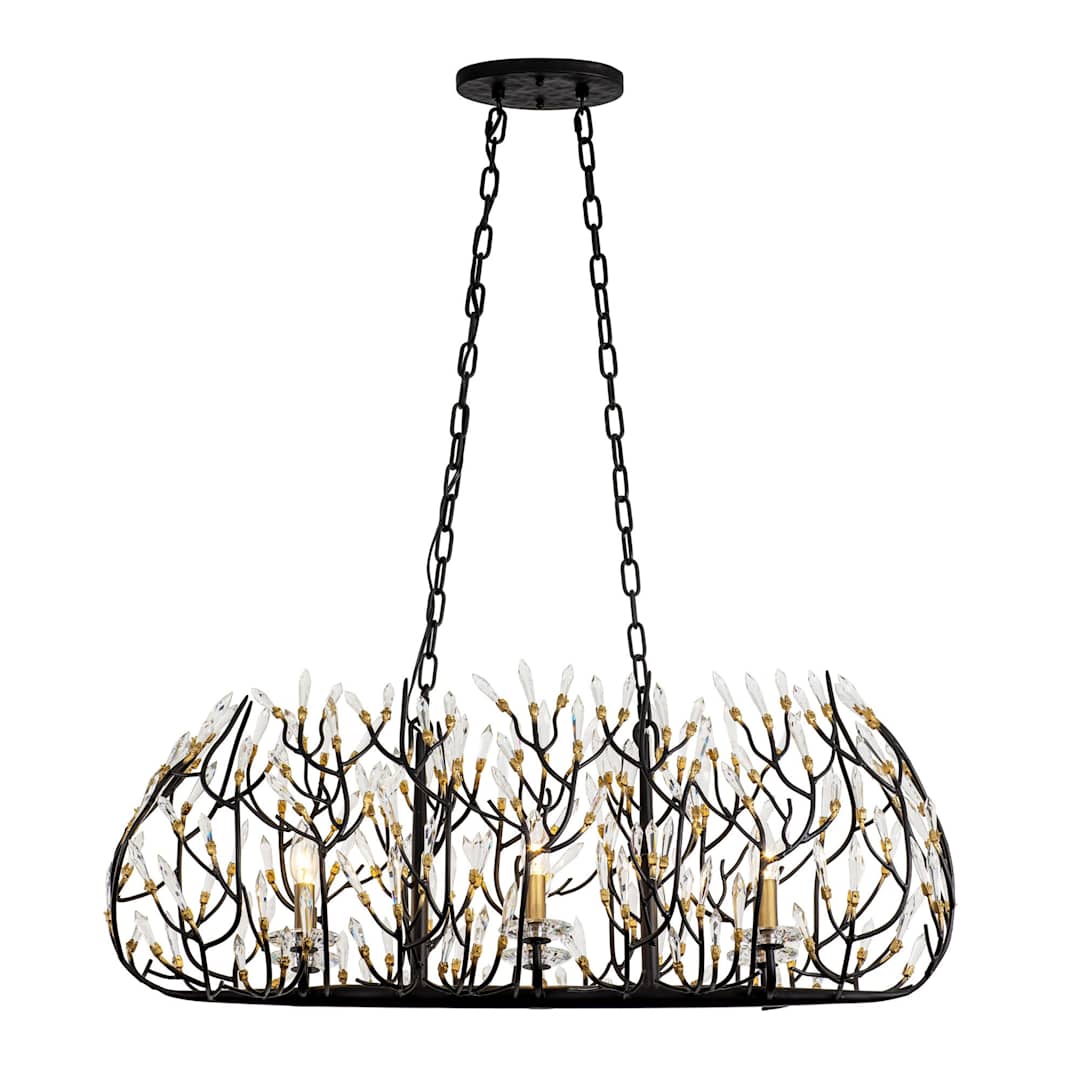 Bask 6 Light 36" Wide Crystal Linear Pendant
