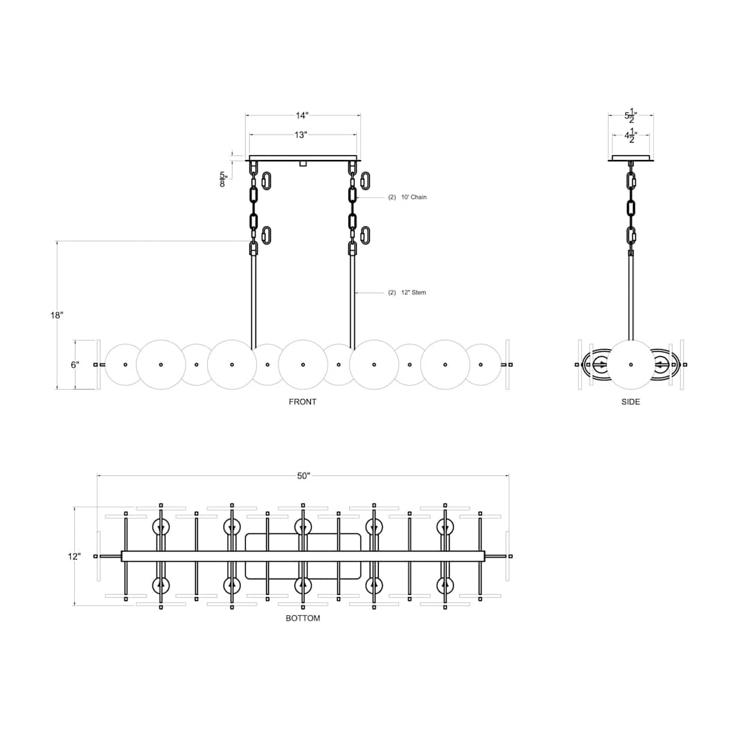 Cosmos 10 Light 50" Wide Linear Pendant