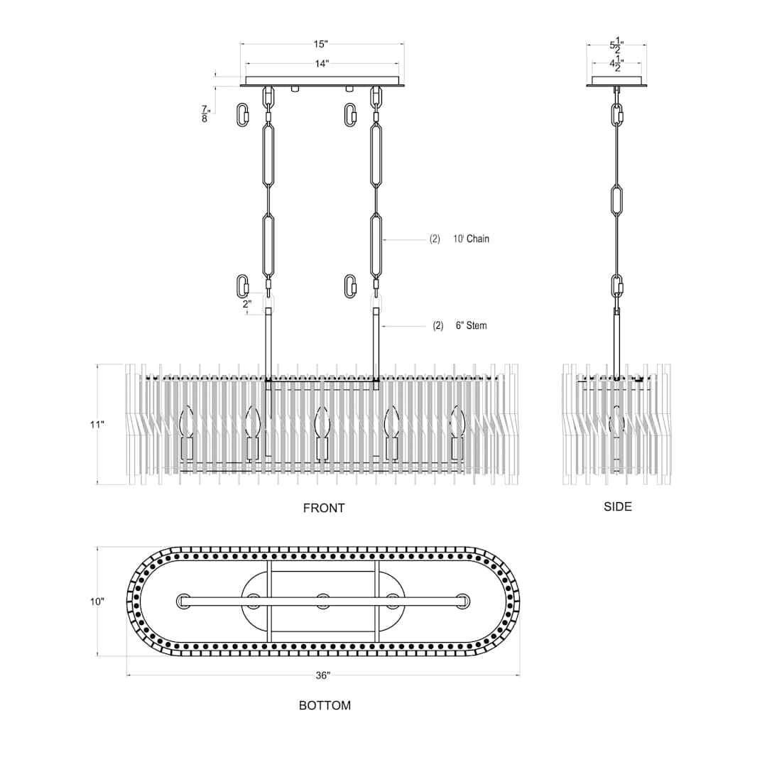 Park Row 5 Light 36" Wide Linear Pendant