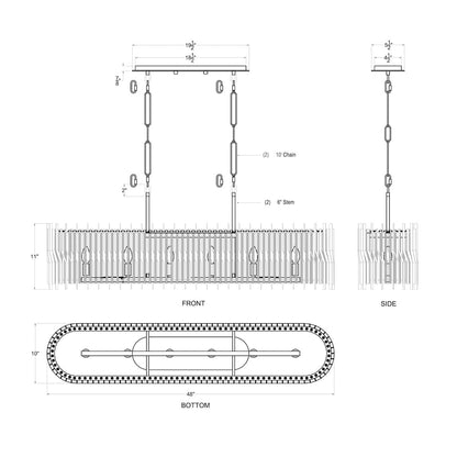Park Row 6 Light 48" Wide Linear Pendant