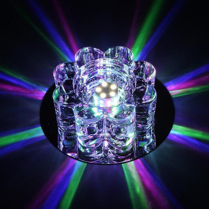 Electroplated Metal Crystal Flower Multi Color LED Modern Ceiling Light