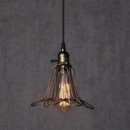 Nordic Vintage Metal Lantern Pendant Light LED Industrial Ceiling Light