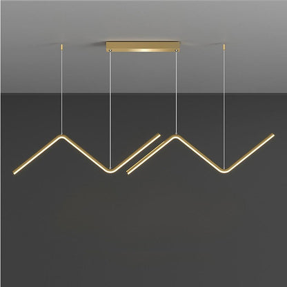 LED 2- Light Line Design Dimmable Pendant Light Modern Wave Shaped Kitchen Lighting Dining Room Lighting Nordic Minimalist Island Lights