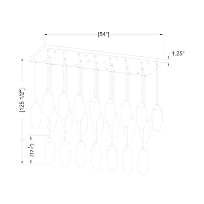 Arden 23 Light 54" Wide Suspension Linear Pendant