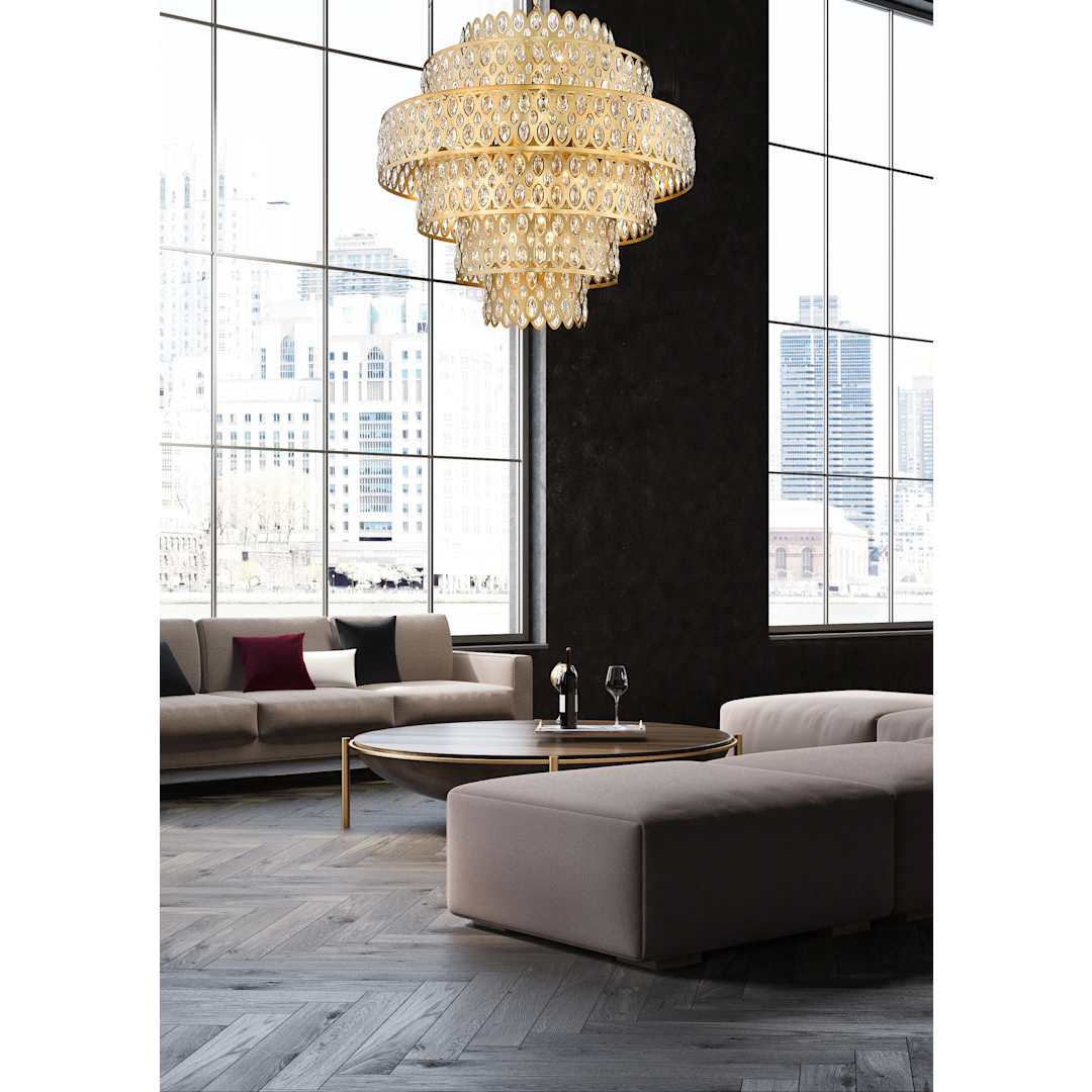 Dealey 17 Light 33" Wide Crystal Waterfall Chandelier