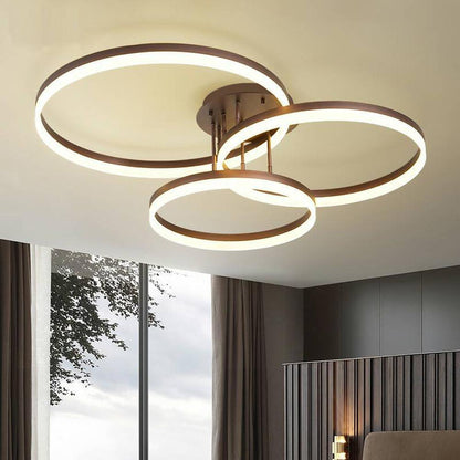 Metal Acrylic Ringed Large Flush Mount Ceiling Light with 3 Adjustable LED Lights